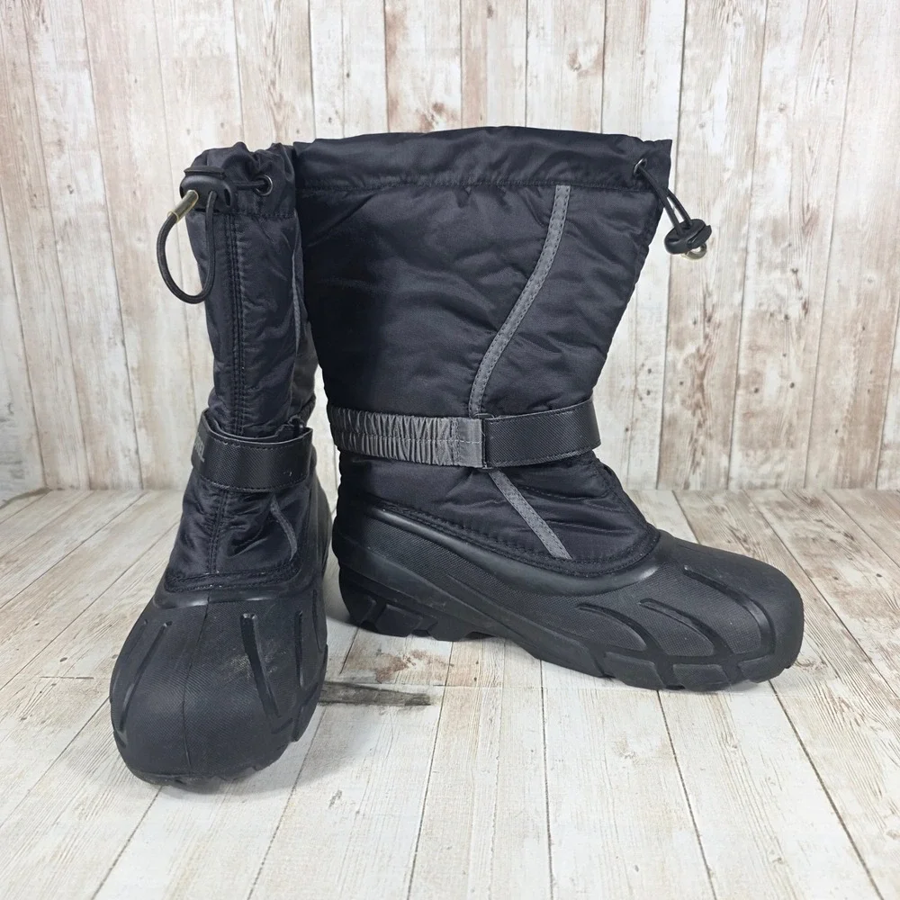 Sorel Kids Black Puffer Snow Winter Boots‎ Waterproof Insulated Drawstring Size